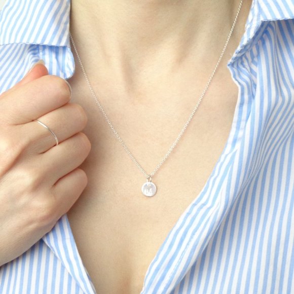 Sterling Silver Personalized Initial Necklace Custom Letter Charm Stamped 925 - Picture 2 of 3